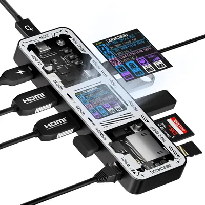 Obrázok produktu pre Dokovacia stanica USB-C hub 10v1 Dual HDMI 4K 60Hz PD 100W Ethernet
