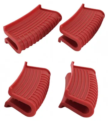 4 Silikon-Pfannengriffe, rot, rutschfest, hitzebeständig, 10 x 4 x 2 cm