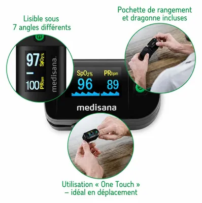 Produktbild von medisana PM 100 Pulsoximeter | Fingeroximeter | Messung der Sauerstoffsättigung