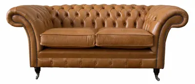 Produktbild von Chesterfield Zweisitzer Sofa 2 Sitz Sofas Polster Sitz Leder Couch Braun
