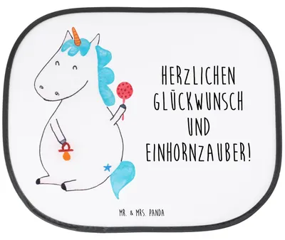 Produktbild von Mr. & Mrs. Panda Sonnenblende Auto Einhorn Baby - Weiß - Geschenk, Mutter, hitzeschutz, Sonnenschutz Autoscheibe, Einhörner, Seitlicher, Geburtstag, Unicorn, Party
