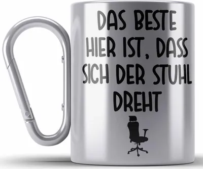 Produktbild von Trendation - Büro Edelstahl Tasse Karabiner Lustiger Spruch Frau Männer Arbeit Karabiner Edelstahl Tasse Karabiner Edelstahl Kollegen Kollege Kollegin Geschenk (Silber)