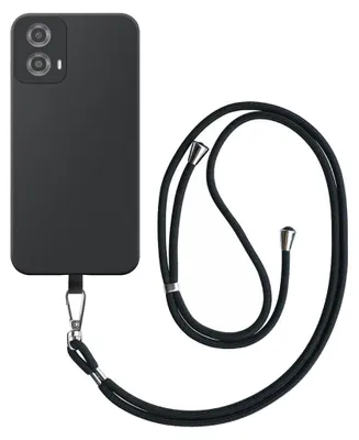 Obrázok produktu pre Vhodné pre telefón Motorola Edge 50 Fusion Case s odnímateľnou čiernou šnúrkou - Flexibilný zadný kryt Silikónové puzdro TPU s čiernou šnúrkou - Black - Smartphonics
