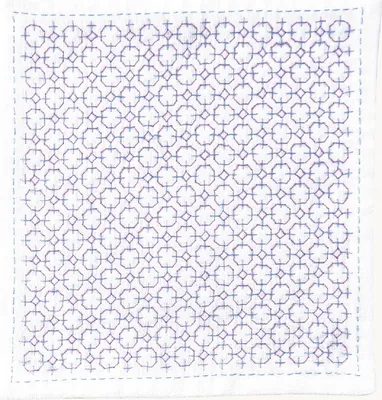 Produktbild von Olympus Hitomezashi Sashiko Stickpackung "Taschentuch iine Hydorangea", Stoff bedruckt, 20x20cm, Original aus Japan