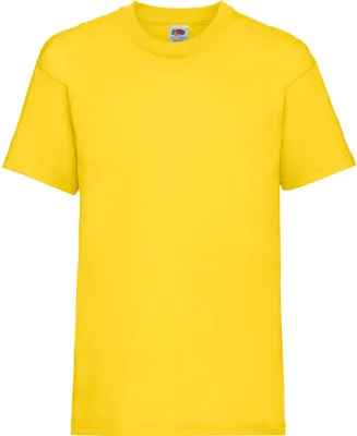 A plain yellow t-shirt is shown against a white background.