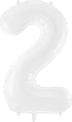 Image de Ballon en plastique nombre "2", 86 cm, blanc