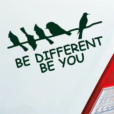 Produktbild von Auto Aufkleber Be different be you Schräger Vogel Birds 19x10 cm Dunkelgrün Sticker Heckscheibenaufkleber