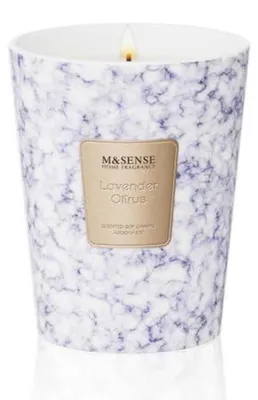 Productafbeelding van Geurkaars Lavendel-Citrus in pot, 400g, brandduur 75 uur, 2 lonten, sojawas