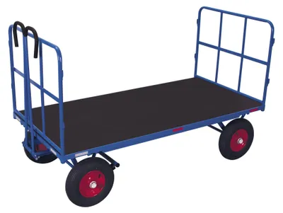 Produktbild von VARIOfit Handpritschenwagen mit 2 Rohrgitterwänden Luftbereifung 1.140 x 800 mm Traglast 1.000 kg