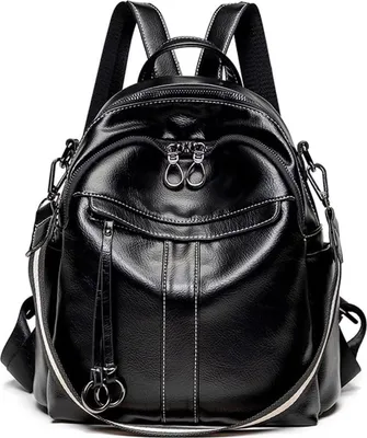 Produktbild von STILVORA Rucksäcke, Damen Vintage Rucksack aus Wachleder, Multifunktionale Anti-Diebstahl Tasche für Alltag, Arbeit & Reisen, Schwarz