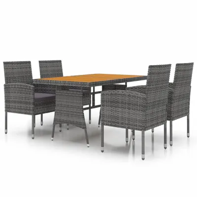 Produktbild von vidaXL 5-tlg. Garten-Essgruppe Poly Rattan Grau