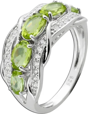 Produktbild von Edelsteinring Silber 925 hellgrüne Peridot weiße Topas Edelsteine 20