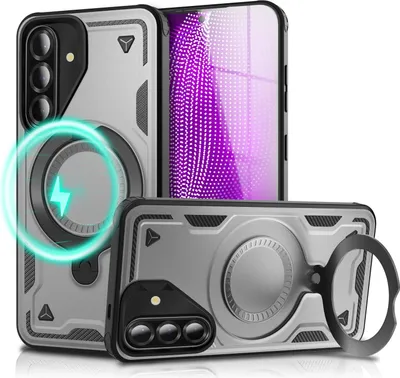 Produktbild von NALIA Magnetische Panzerhülle für Samsung Galaxy A36 – für MagSafe & 360° Ring – STORMGUARD (Outdoor Case) – Marke aus Berlin – Sturmsilber