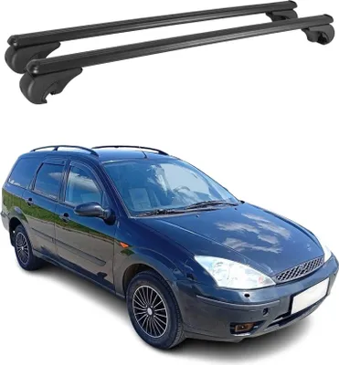 Image de Barres de toit Transversales pour Ford Focus I Break 1999-2005 Aluminium Noir