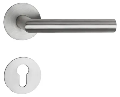 Produktbild von SOTECH Türdrücker THORE Edelstahl gebürstet – Rosettengarnitur Profilzylinder (PZ)