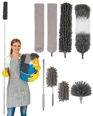 Teleskop-Staubtuch-Set, 8-teilig, waschbar, bis 250 cm ausziehbar