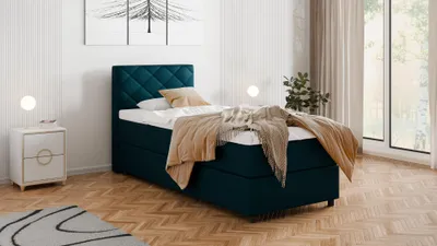 Produktbild von BOXSPRINGBETT Diamaro 90x200 cm mit Bettkasten und Topper - Dunkeltürkis