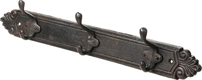 Produktbild von Massive Hakenleiste aus Gusseisen - 3 Haken - L 45 cm - Garderobe - Garderobenleiste Kleiderleiste