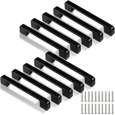 Produktbild von 128 mm Küchengriff, 10 Stück schwarze Küchenschrankgriffe für Türen, Schubladen und Schränke