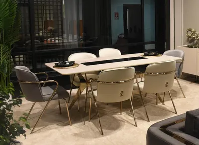 Produktbild von Esszimmer Set Esstisch + 6x Stühle + Sideboard mit Spiegel