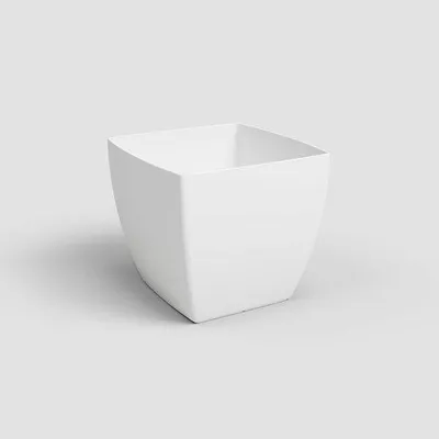 Image de Unyqoos® Jardinière carrée de 40 cm, blanc mat – 100 % plastique recyclé, design organique avec des angles arrondis, pour intérieur et extérieur