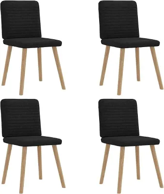 Imagen del producto de Juego de 4 sillas de comedor, tapizadas, con patas de madera, color