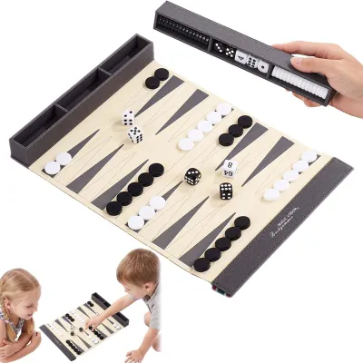 Immagine prodotto di Gioco da viaggio Backgammon con custodia e dadi