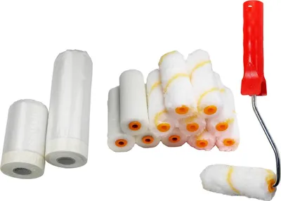 Produktbild von Anstreich Set 15 teilig Steckbügel Schaumwalze Plüschwalze Malerkrepp Abdeckfolie