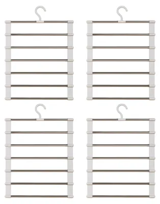 Produktbild von 4 Stück Hosenbügel Platzsparend,Hosenbüge Faltbare,6 Etagen Kleiderbügel,Hosenbügel,kleiderbügel Hosen,Edelstahl Zum Dormitory Aufhängen Von Jeans,Röcke,Schals,Handtücher,Krawatten,Handtücher