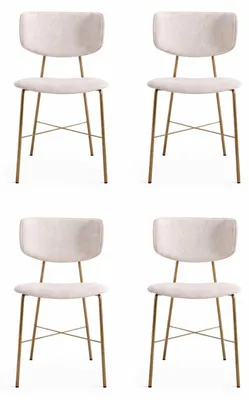 Immagine prodotto di Set di 4 sedie moderne con rivestimento in velluto e gambe in metallo dorato