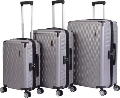 Produktbild von VERTICAL STUDIO "Odense" Koffer 3er-Set (20"/24"/28"), 4 Rollen, 3-stelliges Zahlenschloss, Teleskopgriff, platzsparend stapelbar grau | VS-88