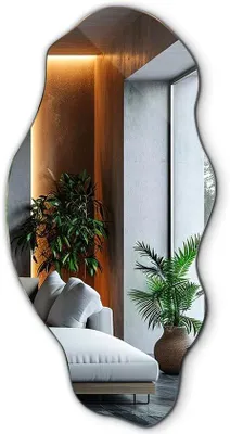 Produktbild von Famanu Asymmetrischer Spiegel 50x100 cm - Modernes Design für Badezimmer und Wohnzimmer
