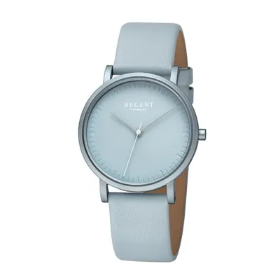 Produktbild von Regent Damen Uhr Lederarmband Leder Armbanduhr Analog graublau URBA809