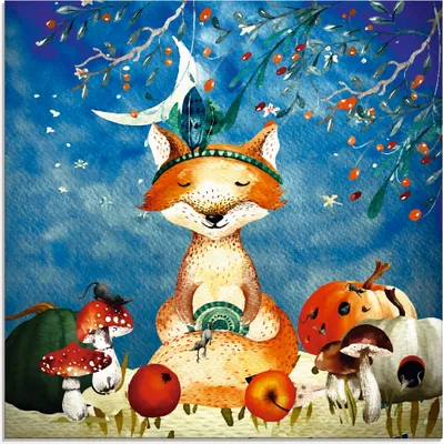 Produktbild von ARTland Glasbild Der müde Fuchs Größe: 50x50 cm