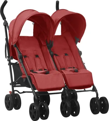 Produktbild von Zwillingsbuggy "Albuquerque" aus Stahl, Leinenstoff in Rot. Abmessungen (L/B/H) 79x76x105 cm
