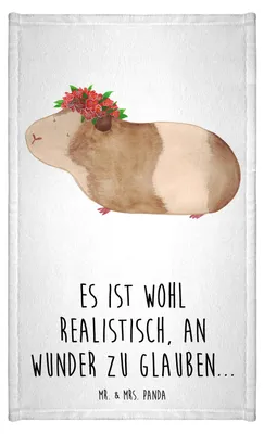 Produktbild von Mr. & Mrs. Panda Handtuch Meerschweinchen Weisheit - Weiß - Geschenk, Lustige Sprüche, Meerie, Frotteehandtuch, Motivation, Klein, Spruch, Gästehandtuch 30x50, Kleines