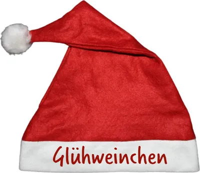 Produktbild von Bommelmütze Weihnachtsmannmütze Nikolausmütze mit Spruch Partymütze *Glühweinchen* Für die Weihnachtsfeier, Christkindelmarkt, Weihnachtsmarkt, Santa