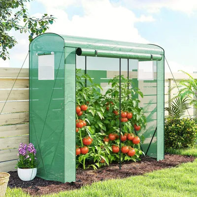 Produktbild von SUGIFT Foliengewächshaus, Gewächshaus mit Netzfenstern, Tomatengewächshaus, Grün | Stahl pulverbeschichtet, 140 g/m² PE | 200 x 75 x 188 cm