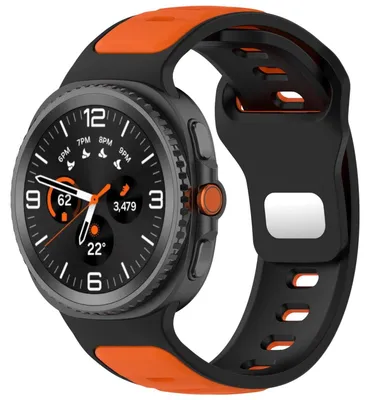 Immagine prodotto di Per Samsung Galaxy Watch 8 / 8 Classic invertire fibbia due colori cinturino in silicone nero / arancione