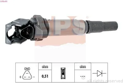 Zdjęcie produktu dla EPS 1.970.475 – cewka zapłonowa do samochodów BMW: 3 Touring (E91), 3 Limousine (E90), 5 Touring (F11), 3 Limousine (E46), 1 Hatchback (E87)