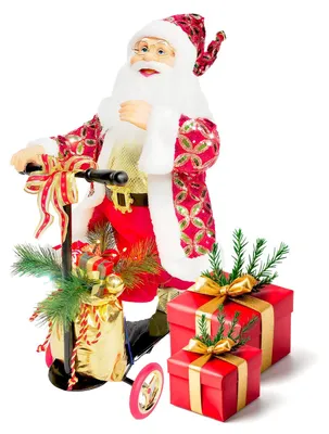 Weihnachtsmann-Deko mit Roller, LED, handbemalt, 70x25x45 cm