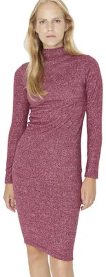 Produktbild von Trendyol Damen Figurbetont Bodycon V-Ausschnitt Gestrickt Kleid, Bordeaux, M