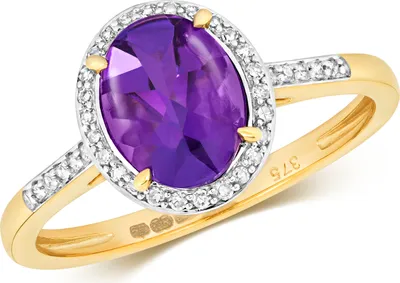 Produktbild von 9 Karat (375) Gold Cluster Diamant Damenring Brillant-Schliff 0.12 Karat mit Amethyst, 53 (16.9); TRS10866RSM