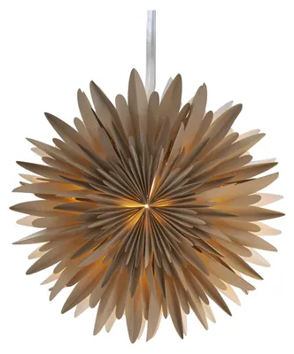 Produktbild von Großer Papierstern ,Winter' in Beige, gold gepunktet, 3-lagig, dekorative Falz, Ø 60cm