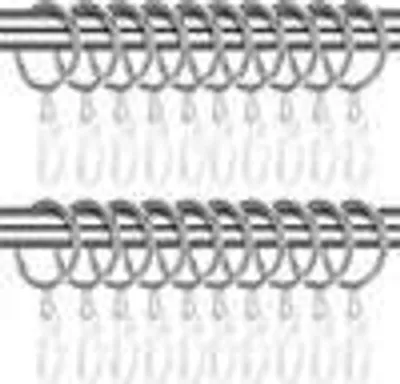 Produktbild von Gardinenringe & Vorhanghaken, 30mm Innendurchmesser, 40 Stück Metall Ringe, 40 Stück Kunststoff Haken, Weiß, für Gardinenstangen, Duschvorhänge & Fenstervorhänge