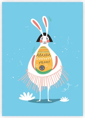 Produktbild von Komische Klappkarte zu Ostern mit Osterhäsin und coolen Ostereiern