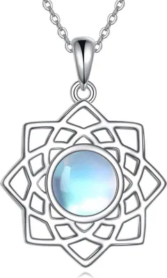 Produktbild von Lotus Mondstein Halskette Keltischer Anhänger 925 Sterling Silber