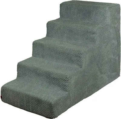 Immagine prodotto di Scale per cani Scale per gatti Scale per animali domestici Ausilio per arrampicarsi Rivestimento in peluche 5 gradini Grigio scuro