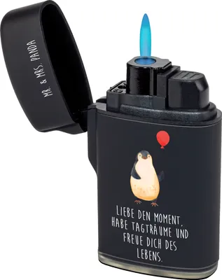 Produktbild von Mr. & Mrs. Panda Feuerzeug Pinguin Luftballon - Schwarz - Geschenk, Fröhlich, gas anzünder, Liebe, Feuerzeuge, zigarettenanzünder, sturmfeuerzeug, gasfeuerzeuge