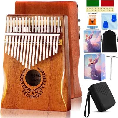 Produktbild von Kalimba 17 Keys Daumen Klavier - tragbarer Finger Mbira Professionelles Musikinstrument Marimbaphon Schutzfall, Lernanweisungen, Tuning
